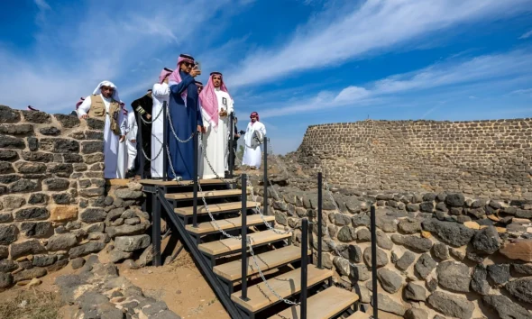 Faid Historic City, east of Hail, is toured by Saudi Tourism Minister Mr. Ahmed Al-Khateeb & his deputy, Princess Haifa bint Mohammed Al Saud.