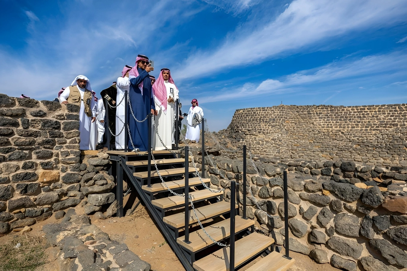 Faid Historic City, east of Hail, is toured by Saudi Tourism Minister Mr. Ahmed Al-Khateeb & his deputy, Princess Haifa bint Mohammed Al Saud.