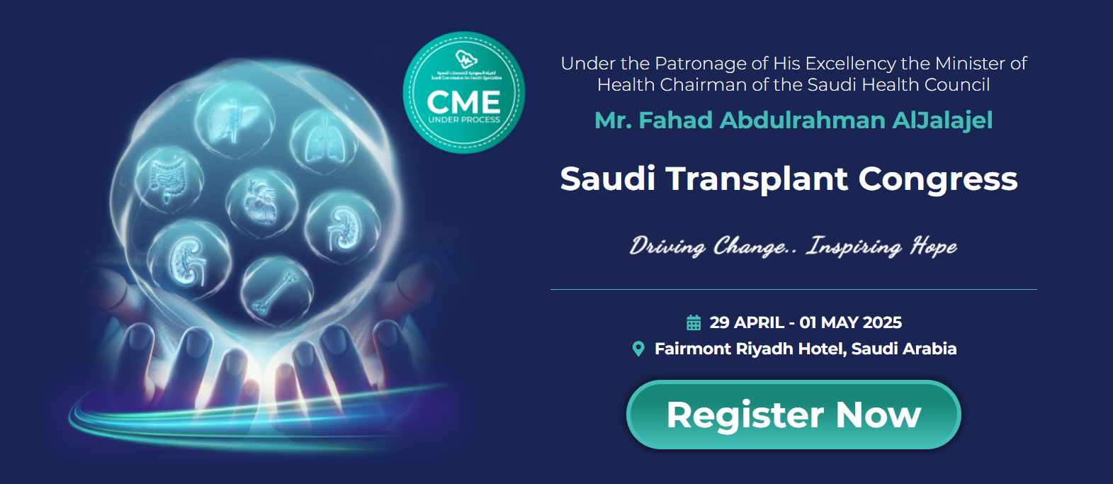 The Fairmont Riyadh Hotel will host the Saudi Transplant Congress from April 29 to May 1, 2025, under the patronage of the Minister of Health.